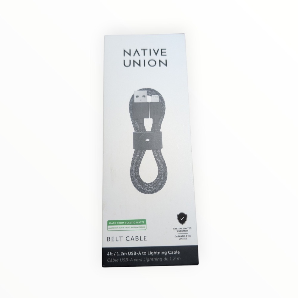 K5-O Native Union Belt Cable Lighting to‎ USB-A Cable - Black/White Braided Cord